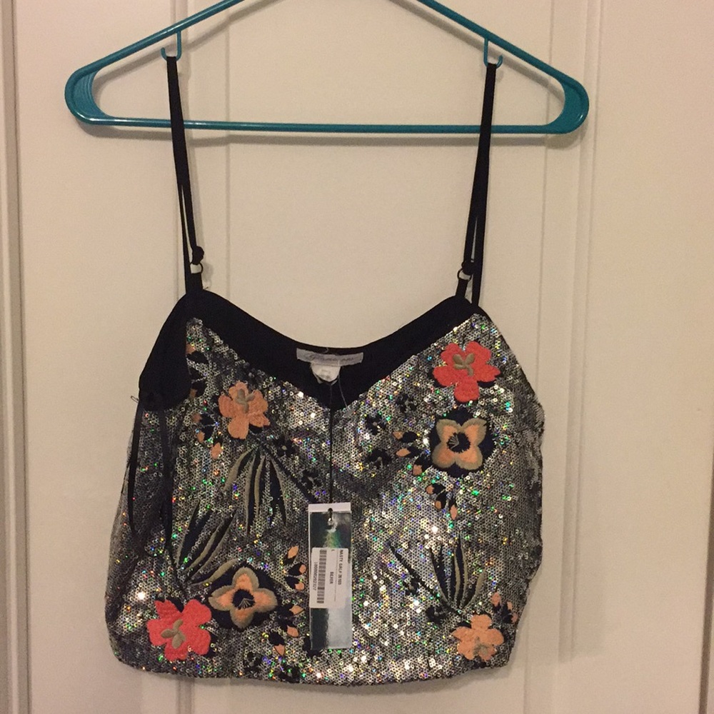 Nasty gal sequin embroidered crop top